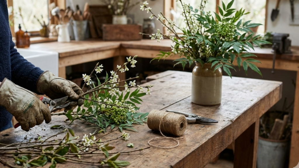 Woodland Atelier featuring-Oemleria-and-Mahonia