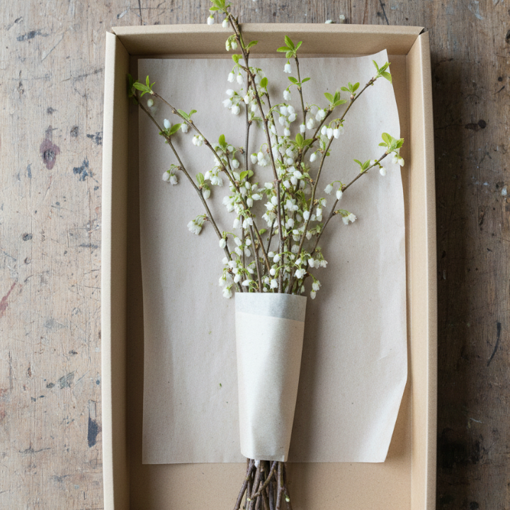 Snowberry-branches-in-Kraft-paper