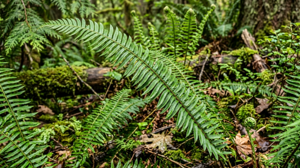 Woodland grounding displayed by a Western sword fern 