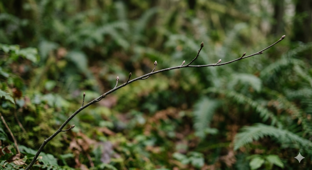 Single branch showcasing understory light and natural gesture with a slight arc.