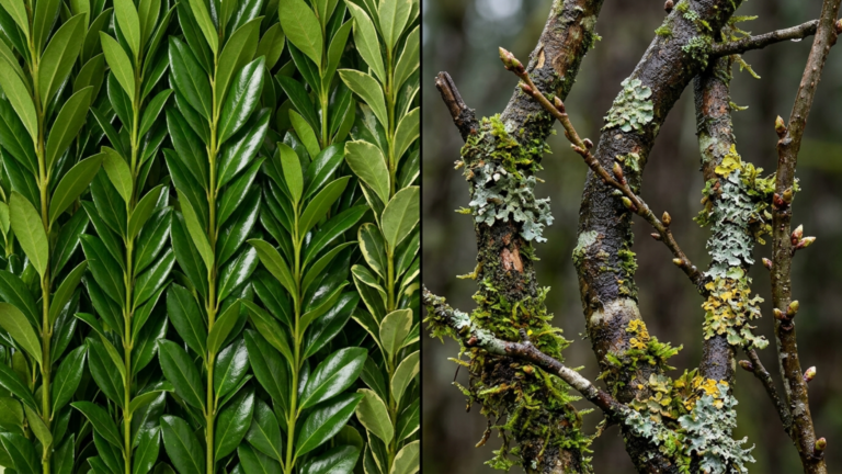 Comparison of commodity greens and woodland stems showing how uniform foliage creates fullness while textured branches create depth in floral design.